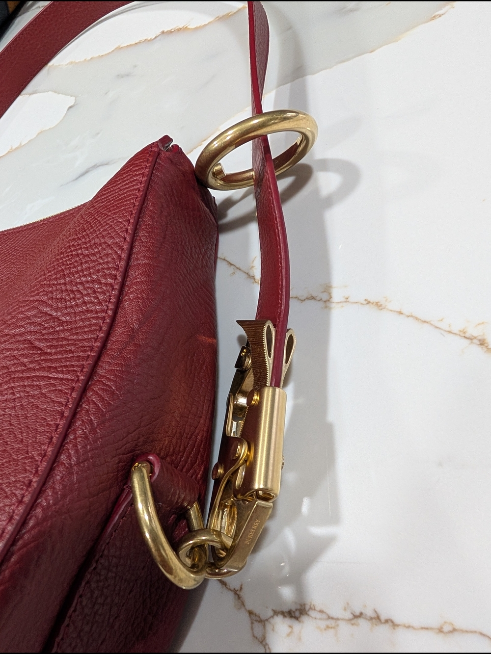 Burberry Red Leather Shoulder Bag with Gold Hardware - Picture 5 of 5